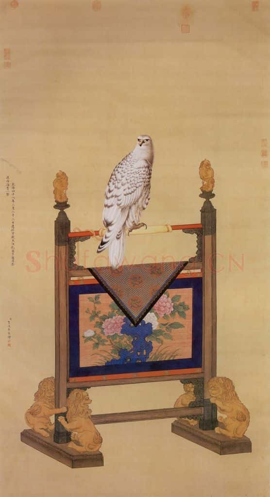 清 贺清泰《画白海青》书画作品
