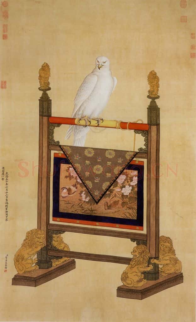 清 贺清泰《画白鹰》书画作品