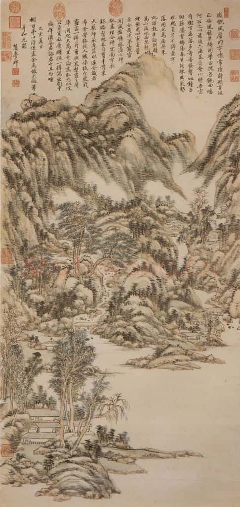 清 王原祁《仿黄公望山水》书画作品