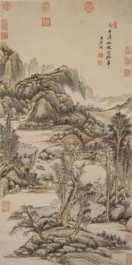 清 王原祁《仿黄公望山水》书画作品