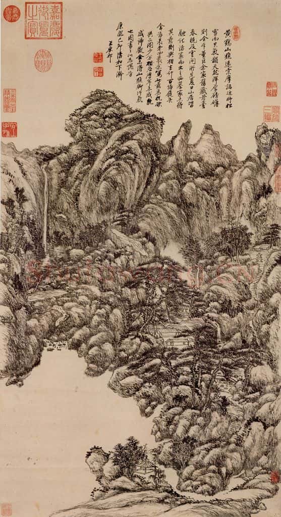清 王原祁《仿王蒙山水》书画作品