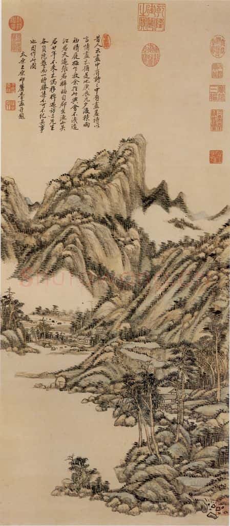 清 王原祁《画中有诗图》书画作品