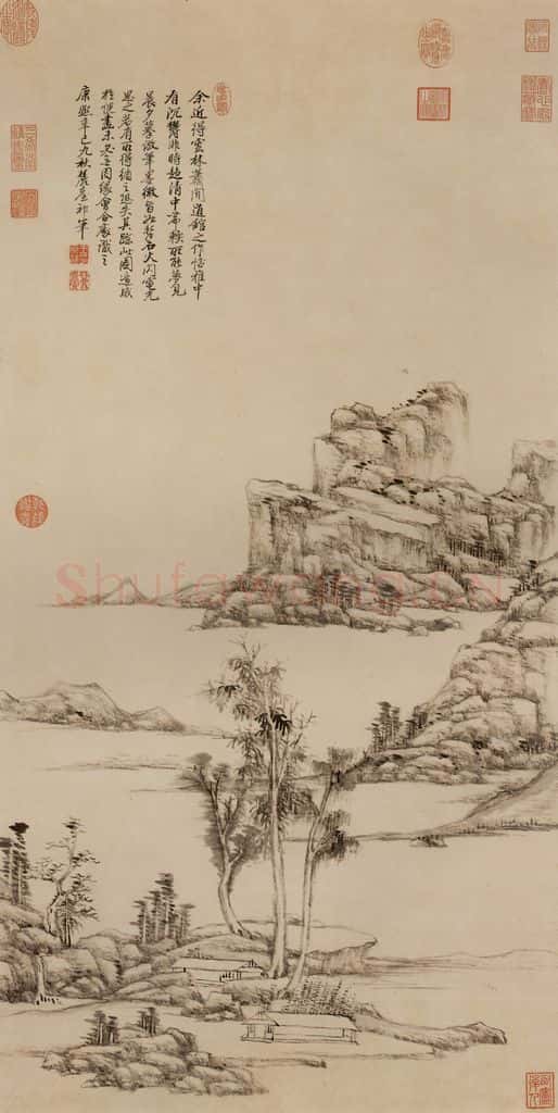 清 王原祁《仿倪瓒笔意》书画作品