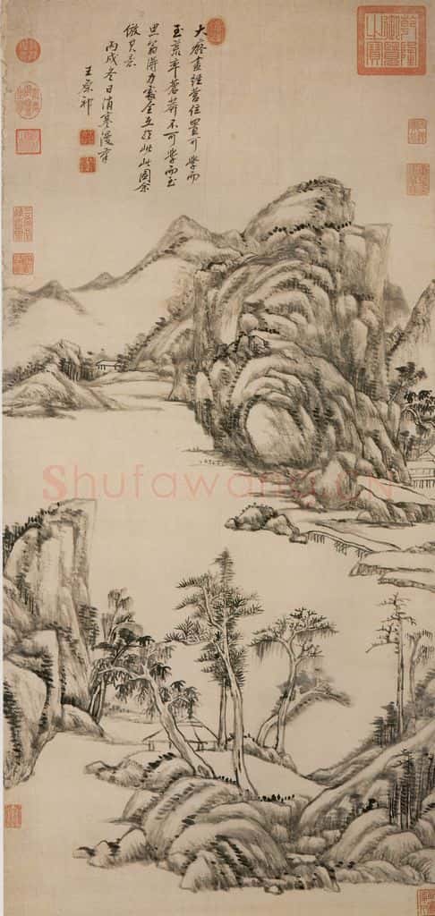 清 王原祁《仿黄公望山水》书画作品