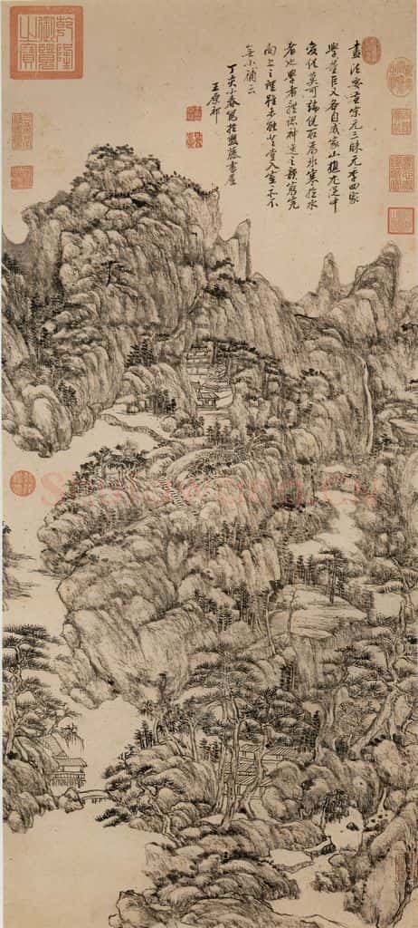 清 王原祁《仿王蒙笔意》书画作品