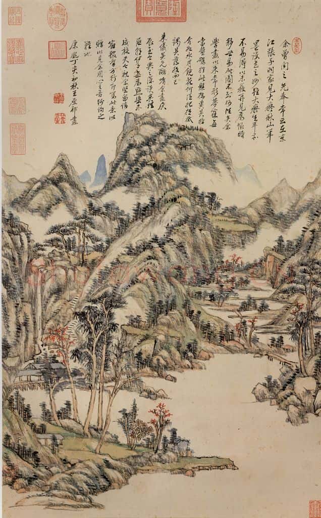 清 王原祁《仿黄公望秋山图》书画作品