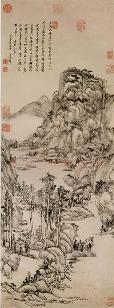 清 王原祁《仿吴镇山水》书画作品