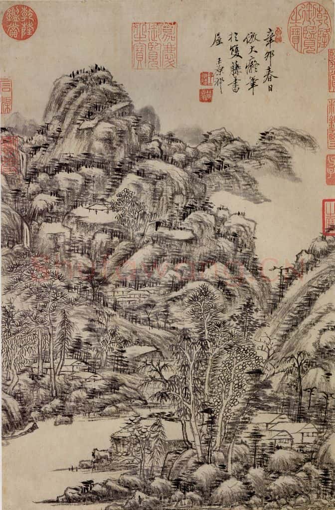 清 王原祁《仿黄公望山水》书画作品