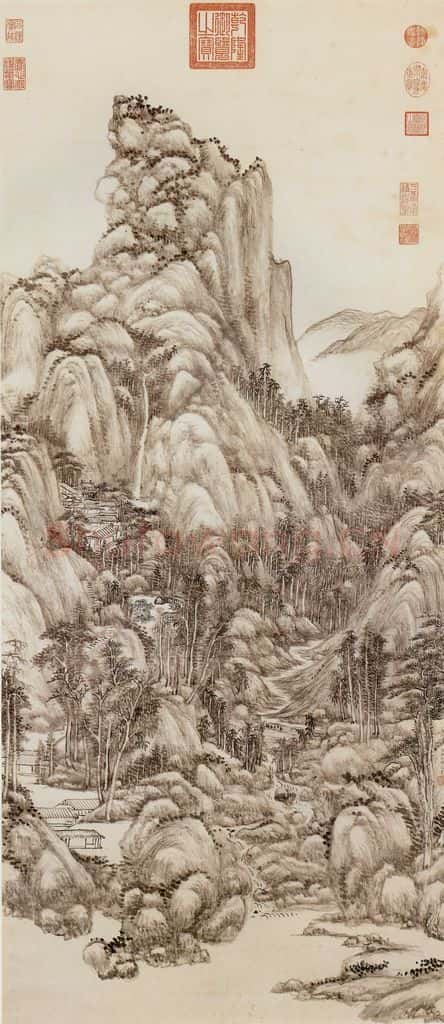清 王原祁《烟浮远岫图》书画作品