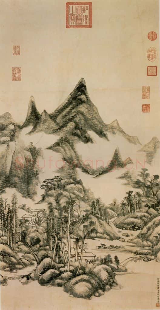 清 王原祁《云壑流泉图》书画作品