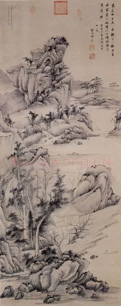 明 程嘉燧《秋溪叠嶂》书画作品