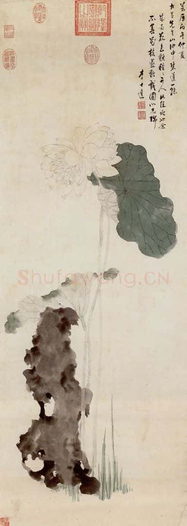 明 李士达《瑞莲图》书画作品