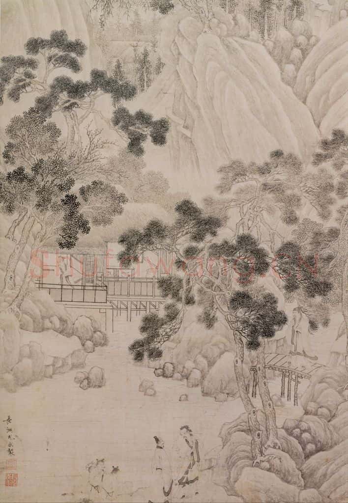 明 尤求《山水人物》书画作品