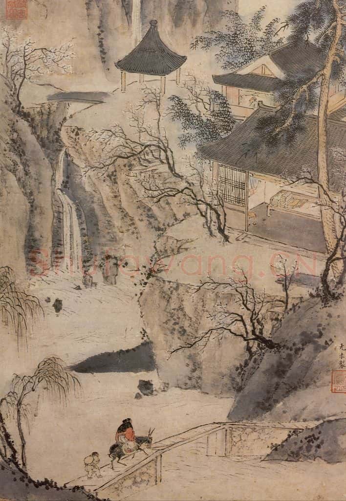 明 尤求《书阁早梅》书画作品