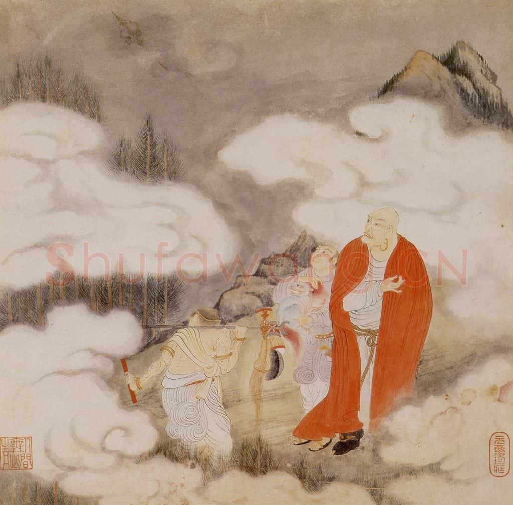 明 丁云图《罗汉》书画作品