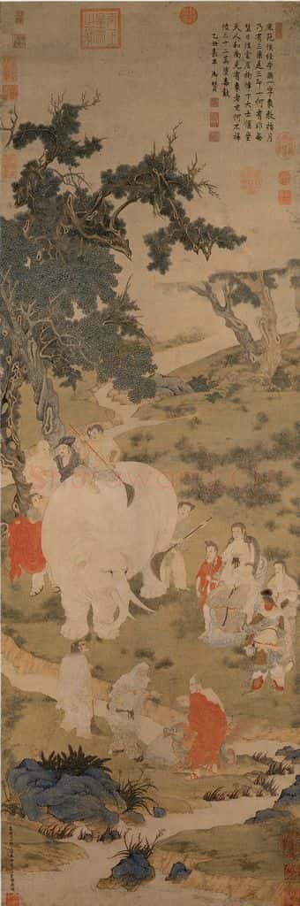 明 丁云鹏《扫象图》书画作品