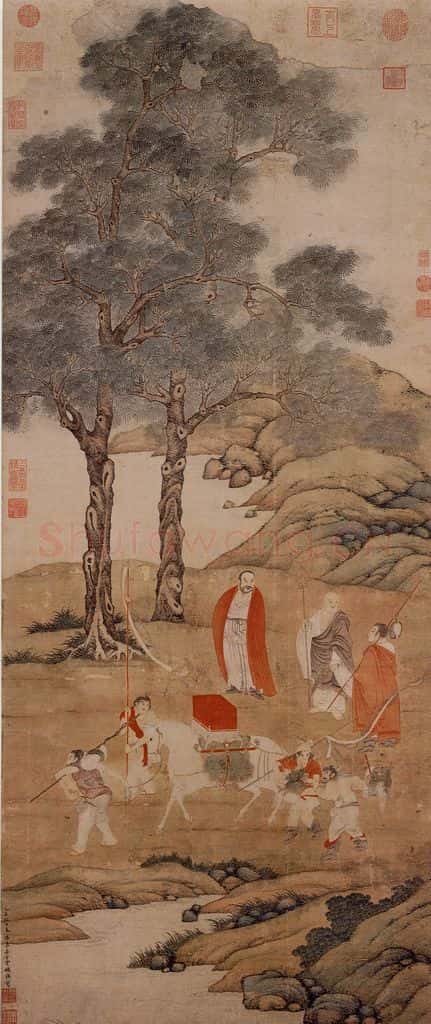 明 丁云鹏《白马驮经图》书画作品