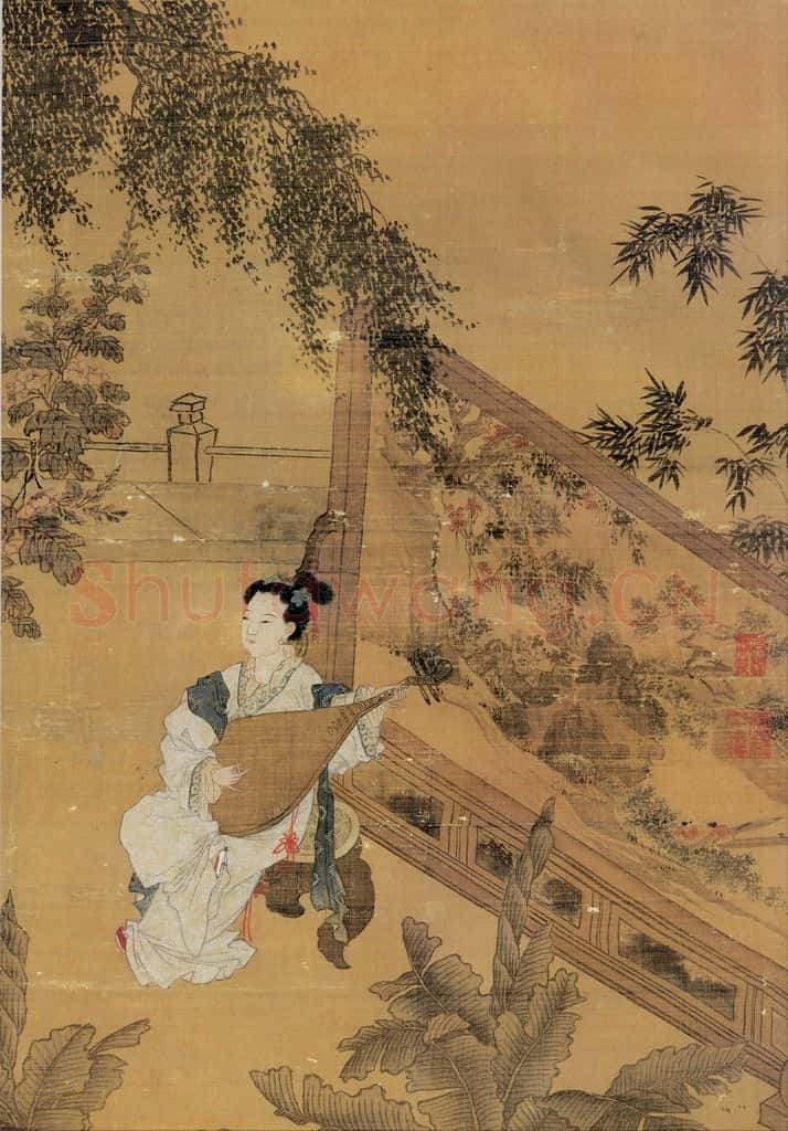 明 唐寅《陶古赠词图》书画作品