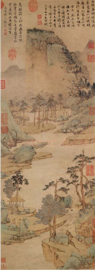 明 文征明《雨余春树》书画作品