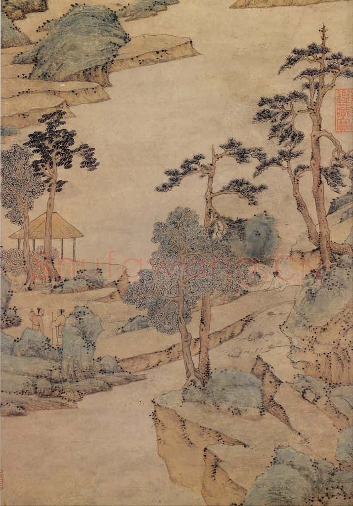 明 文征明《雨余春树》书画作品