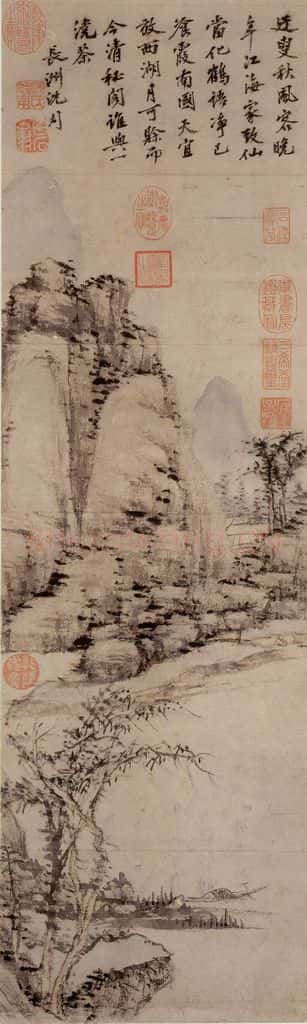 明 沈周《仿倪瓒笔意》书画作品