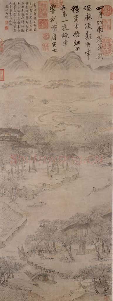 明 唐寅《江南农事图》书画作品
