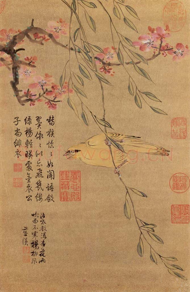 明 蓝瑛《画花鸟》书画作品