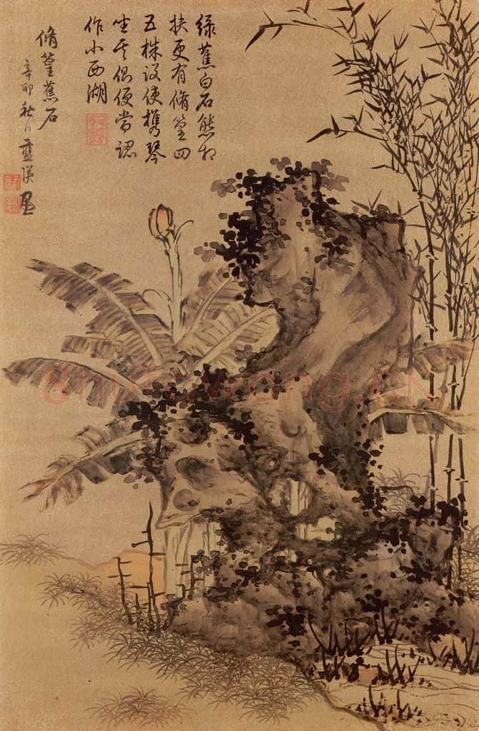 明 蓝瑛《画花鸟》书画作品