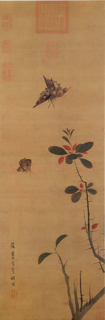 明 陈洪绶《花蝶写生》书画作品