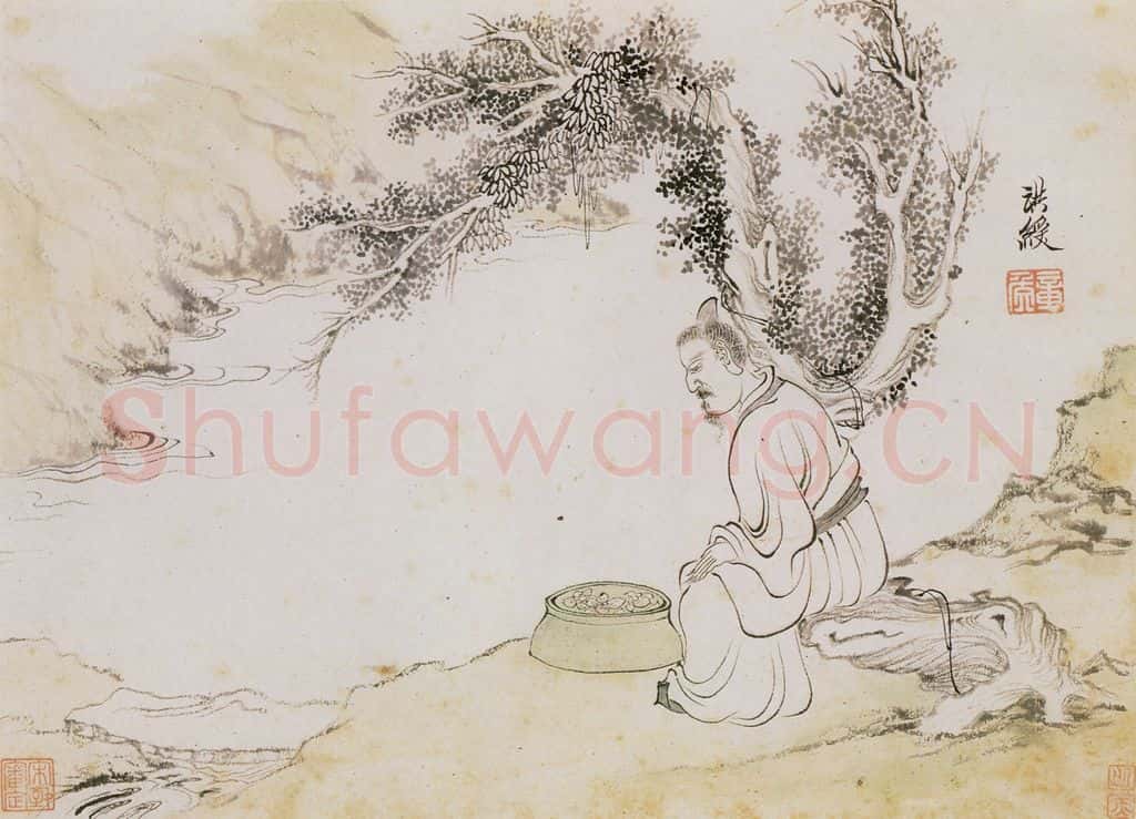 明 陈洪绶《画隐居十六觀》书画作品