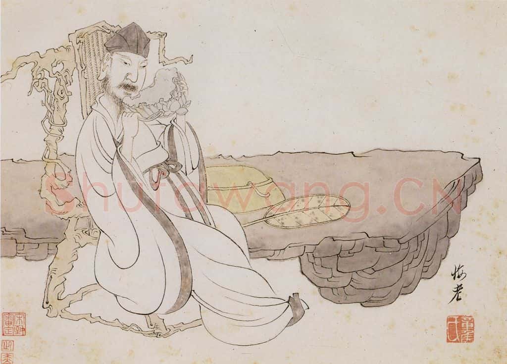 明 陈洪绶《画隐居十六觀》书画作品