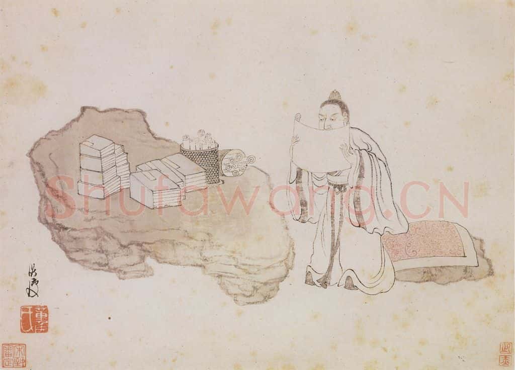 明 陈洪绶《画隐居十六觀》书画作品