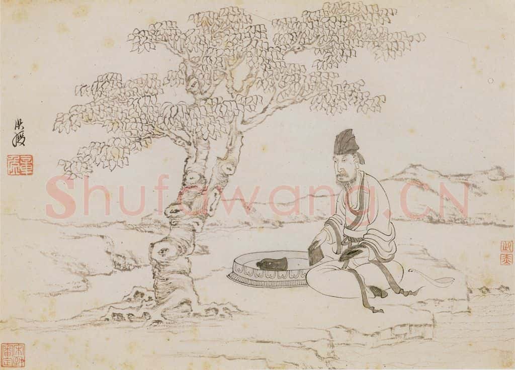 明 陈洪绶《画隐居十六觀》书画作品