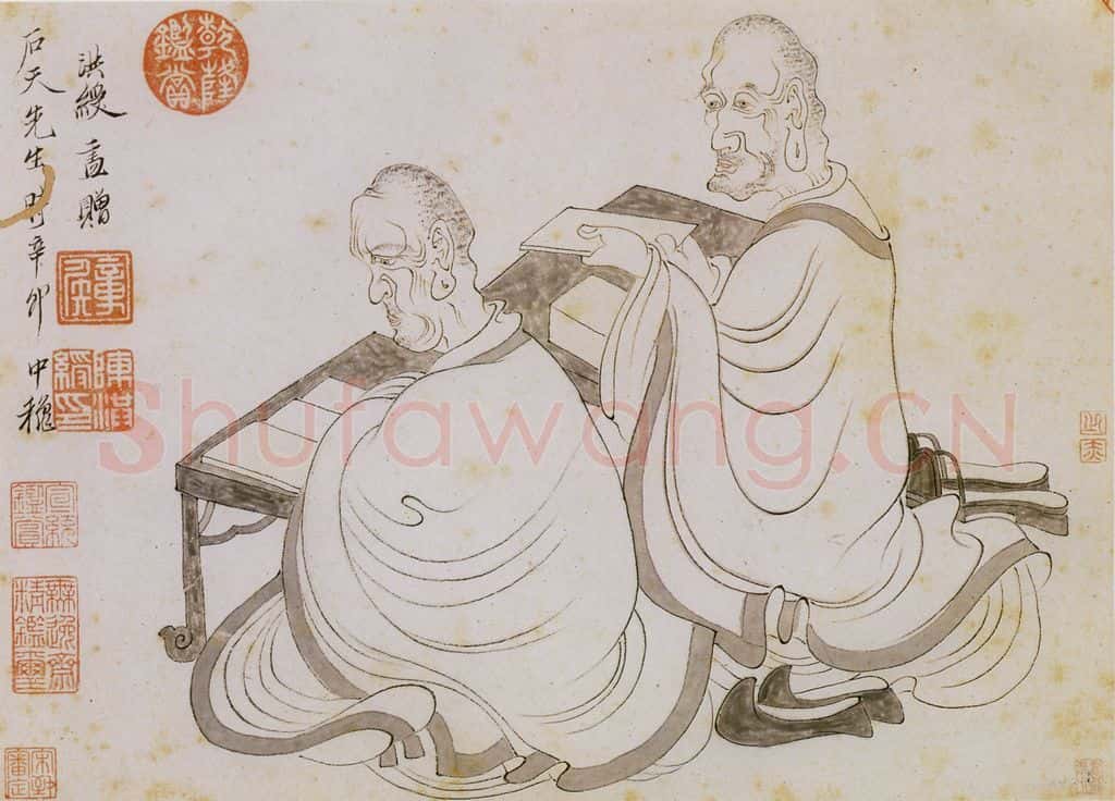 明 陈洪绶《画隐居十六觀》书画作品