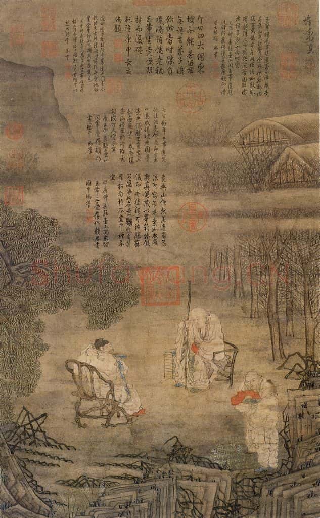 明 崔子忠《画苏轼留带图》书画作品