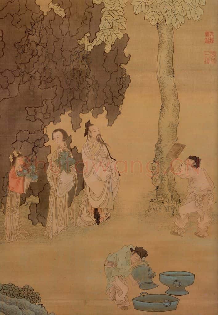 明 崔子忠《云林洗桐图》书画作品