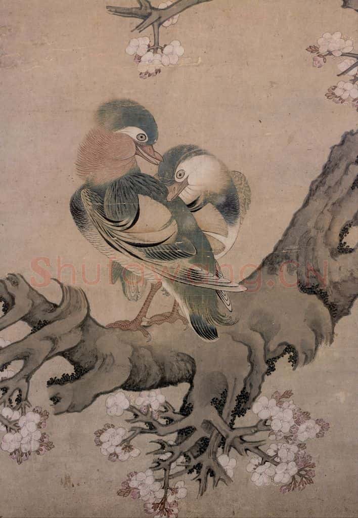 明 吴彬《文杏双禽图》书画作品