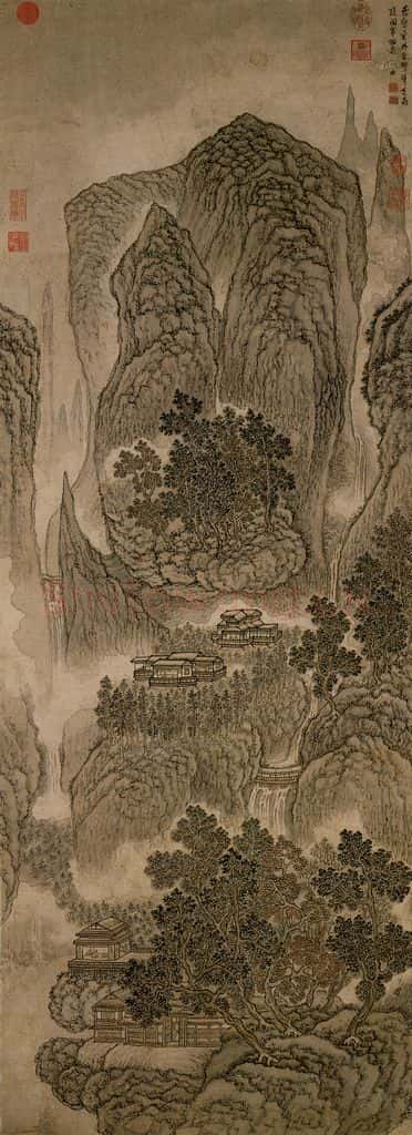 明 吴彬《仙山高士》书画作品