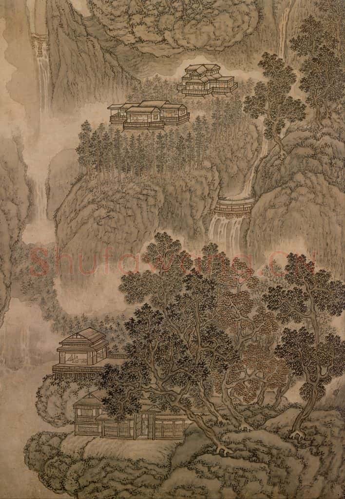 明 吴彬《仙山高士》书画作品