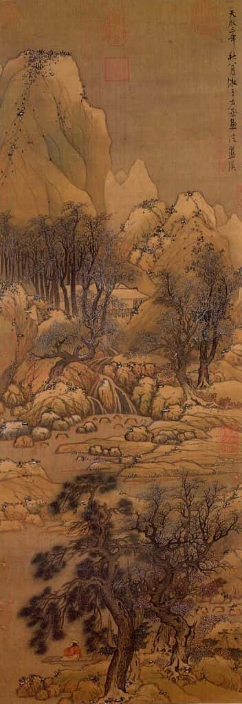 明 蓝瑛《溪山雪霁》书画作品