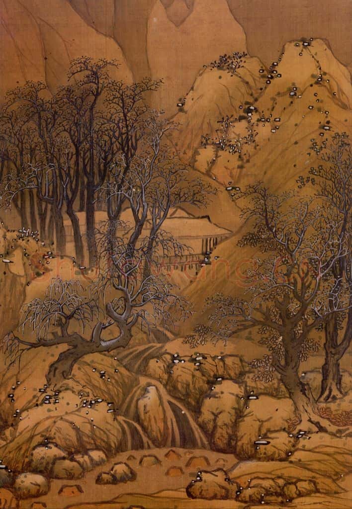 明 蓝瑛《溪山雪霁》书画作品