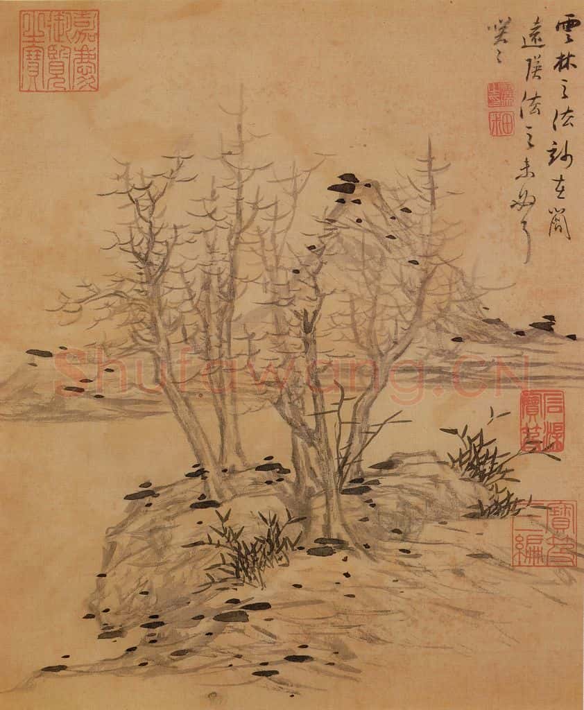 明 蓝瑛《仿古山水》书画作品