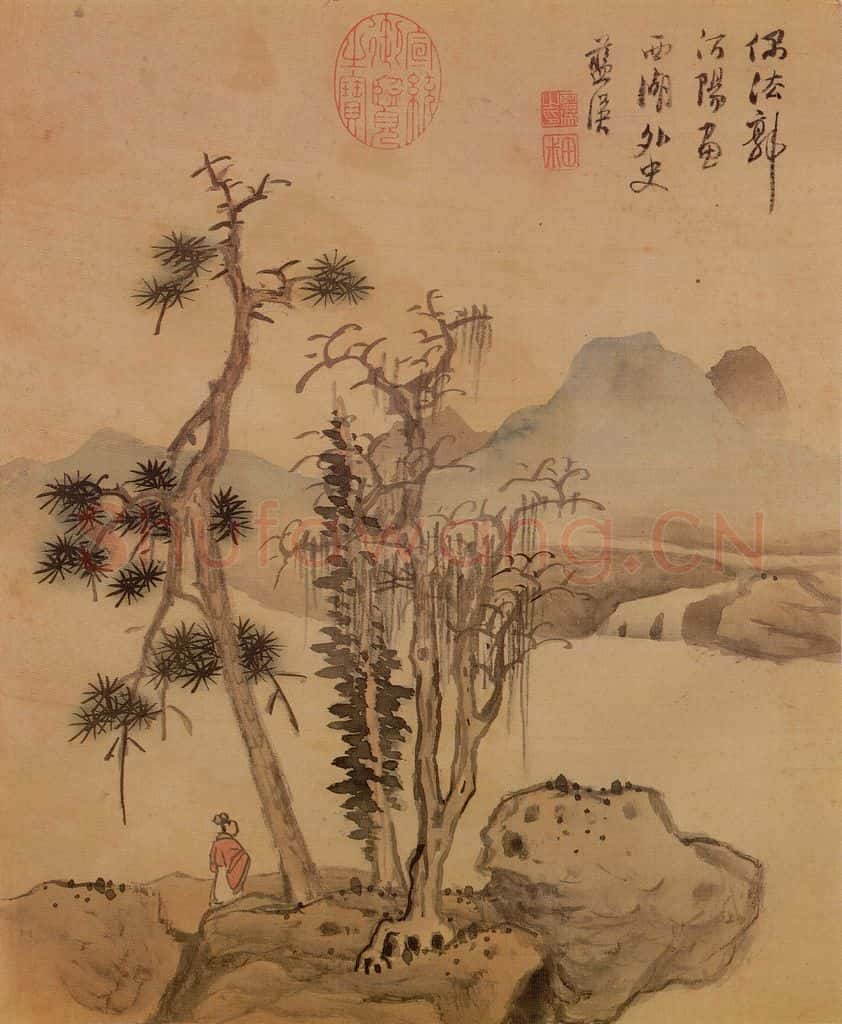 明 蓝瑛《仿古山水》书画作品
