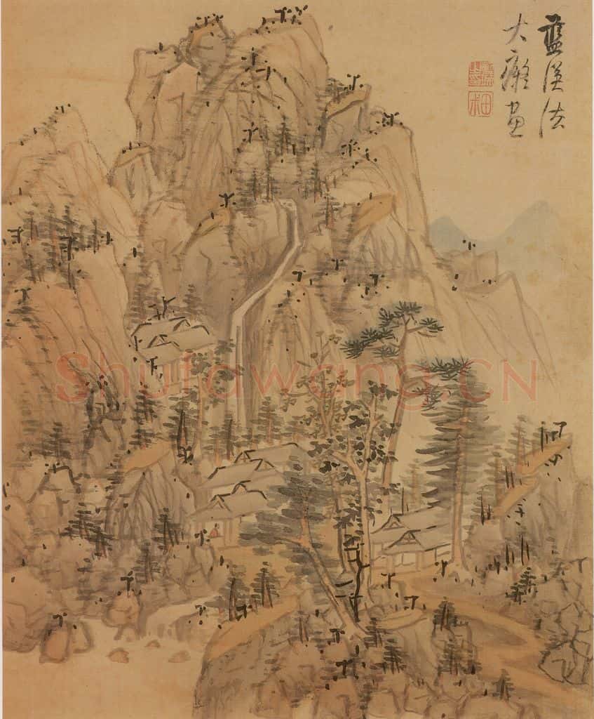 明 蓝瑛《仿古山水》书画作品