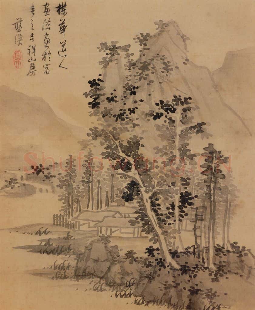 明 蓝瑛《仿古山水》书画作品