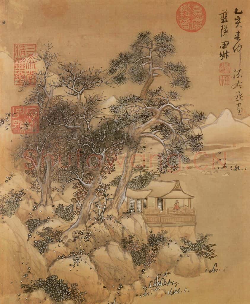 明 蓝瑛《仿古山水》书画作品