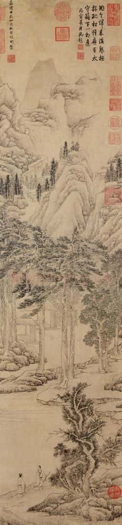 明 文徵明《松陰曳杖图》书画作品