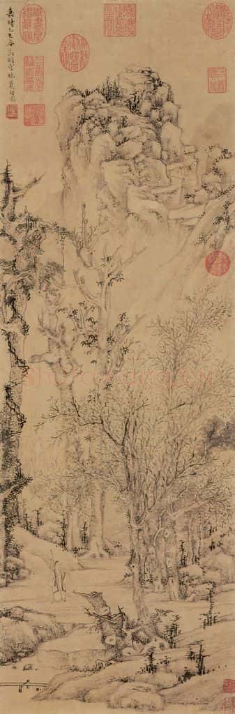 明 文徵明《空林觅句图》书画作品