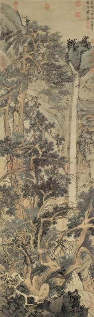 明 文徵明《古木寒泉》书画作品