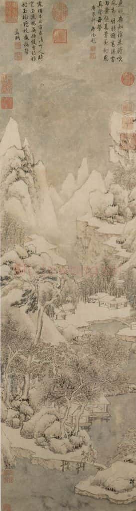 明 文徵明《画雪景》书画作品